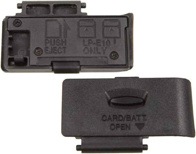Black plastic battery door cover with latch and CARD/BATT OPEN markings
