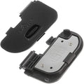Black snap-on battery chamber cover lid with metal contact plate