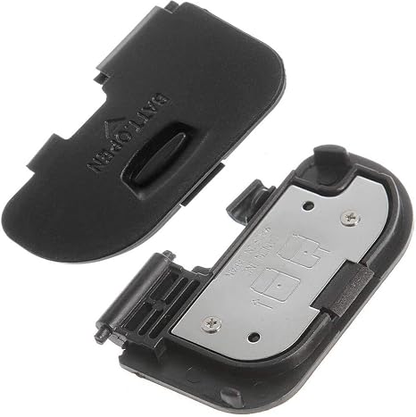 Black snap-on battery chamber cover lid with metal contact plate