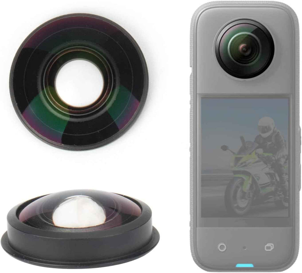 Replacement action camera lens with rim ring and front lens view for Insta360 X4