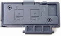 Battery compartment door cover for Canon EOS, underside with screw holes and arrow latch