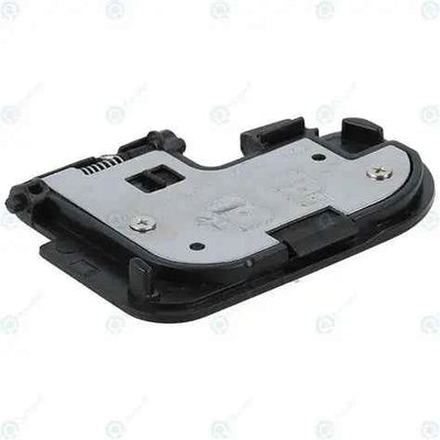 Camera battery door cover for Canon 6D, black plastic with metal screw mounts