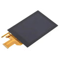 LCD camera display panel with backlight, dark screen and gold flex ribbon connector