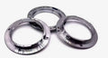 Sony E-mount bayonet mount assembly, metal ring pair with precision grooves