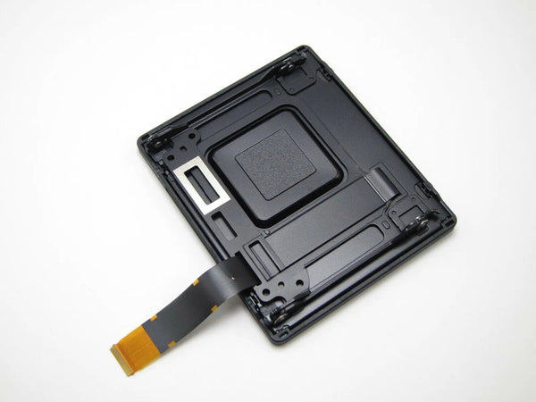 Camera LCD screen assembly with frame and attached flex cable, black